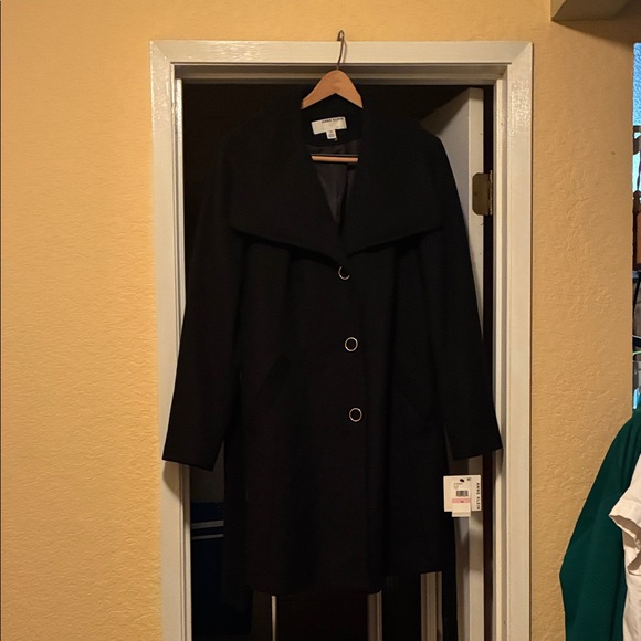 Anne Klein Black Trench Coat - Picture 1 of 5